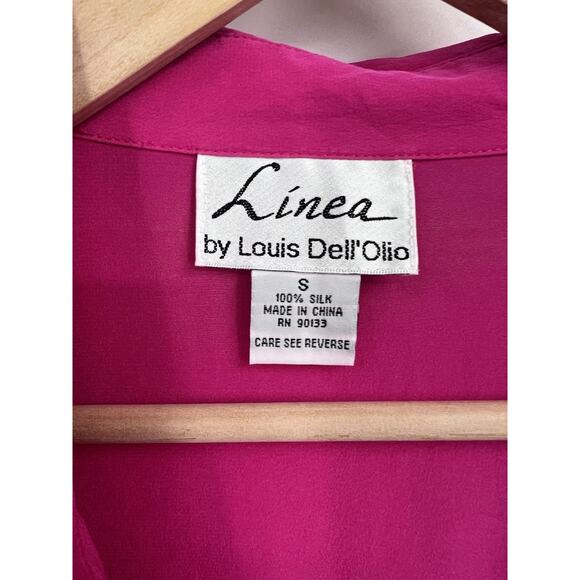 Linea By Louis Dell’olio Fuchsia Silk Tuxedo Tunic Length Jewels Button Small - Picture 3 of 5